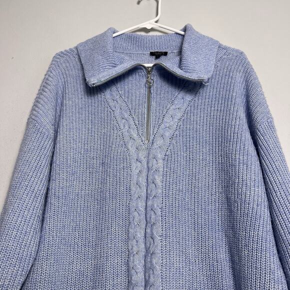 Talbots Womens 1/4 Zip Up Pullover Sweater Plus Sz 2X Blue Cable knit Office - Picture 2 of 12